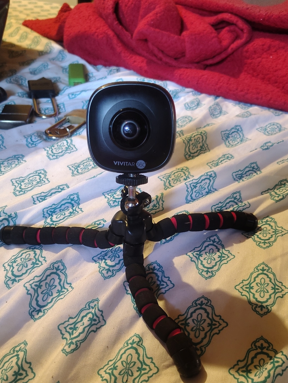 Vivitar 360° Action Camera in Black with Pink-Accent Flexible Tripod